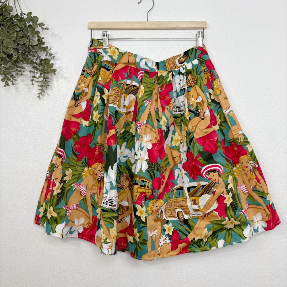 Grace Karin Skirt Women Medium Tropical Floral Pinup Girl Rockabilly Retro